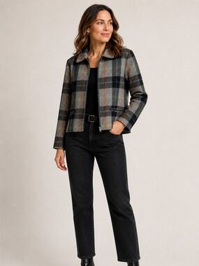 𝅺JONES New York wool blazer plaid pure new wool jacket size 12